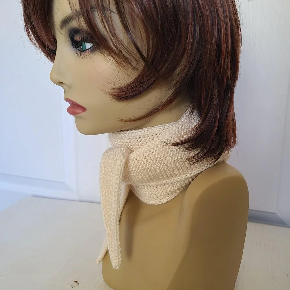 Sophie Scarf Knit Handmade Neck Warmer Creme Wool Acrylic Blend